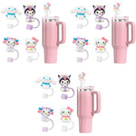HASTHIP® 12PCS Kawaii Sanrio Series Drinking Straw Lids Anti-lost Kids Universal 10mm Cap for Stainless Steel Straight Curved Glass