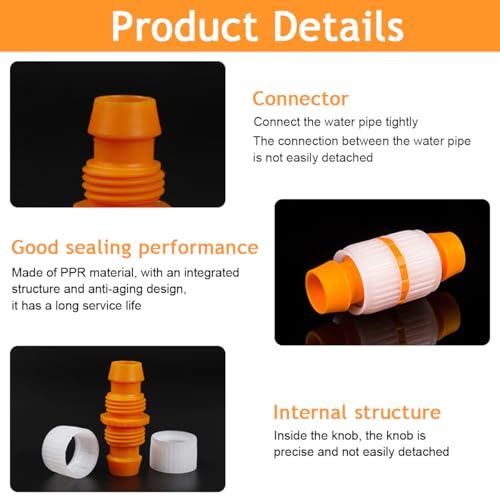 HASTHIP® 1/2 Inch Garden Hose Connector Quick Water Pipe Joint ABS Plastic Universal Release for Gardening Hose Fitting 3PCS