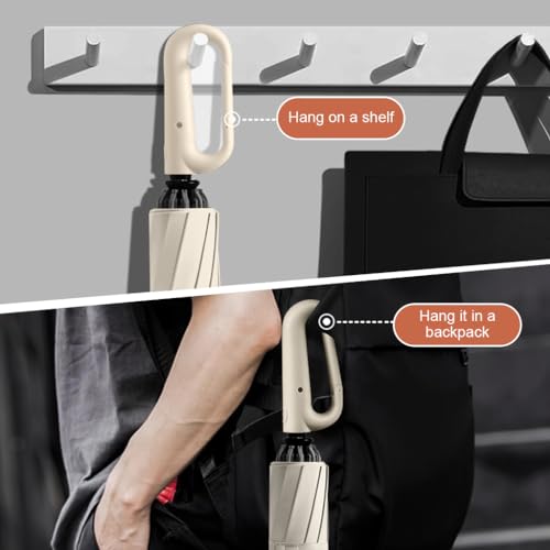 HASTHIP® Large Travel Umbrella for Men Women,50 Inch Windproof Folding Umbrella with Reflective Strap,Auto Open Close 10 Dual Ribs UV Protection Compact Portable with Carabiner