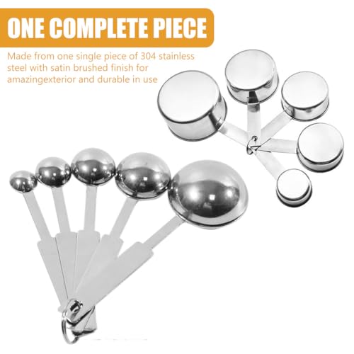 HASTHIP® 10Pcs Measuring Cups and Spoons Set - Stainless Steel Measuring Cup with Scales of 2 Units, Dry & Wet Food Measuring Cup for Cooking and Baking, Ideal For Chefs & Home Cooks (Silver)
