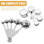HASTHIP® 10Pcs Measuring Cups and Spoons Set - Stainless Steel Measuring Cup with Scales of 2 Units, Dry & Wet Food Measuring Cup for Cooking and Baking, Ideal For Chefs & Home Cooks (Silver)
