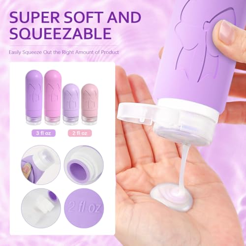 HASTHIP® 16 Pack Travel Bottles Set, TSA Approved Leak Proof 60/90ml Silicone Containers, BPA Free Refillable Travel Size Jars, Spray & Pump Dispenser for Toiletries, Shampoo, Lotion