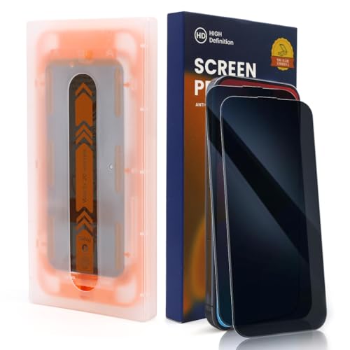 HASTHIP® Compatible with iPhone 6.1'' 2pcs HD Privacy Screen Protector HD Tempered Glass Screen Protector with Installation Assistant Anti-glare Screen Protectors for 6.1'' Screen Size