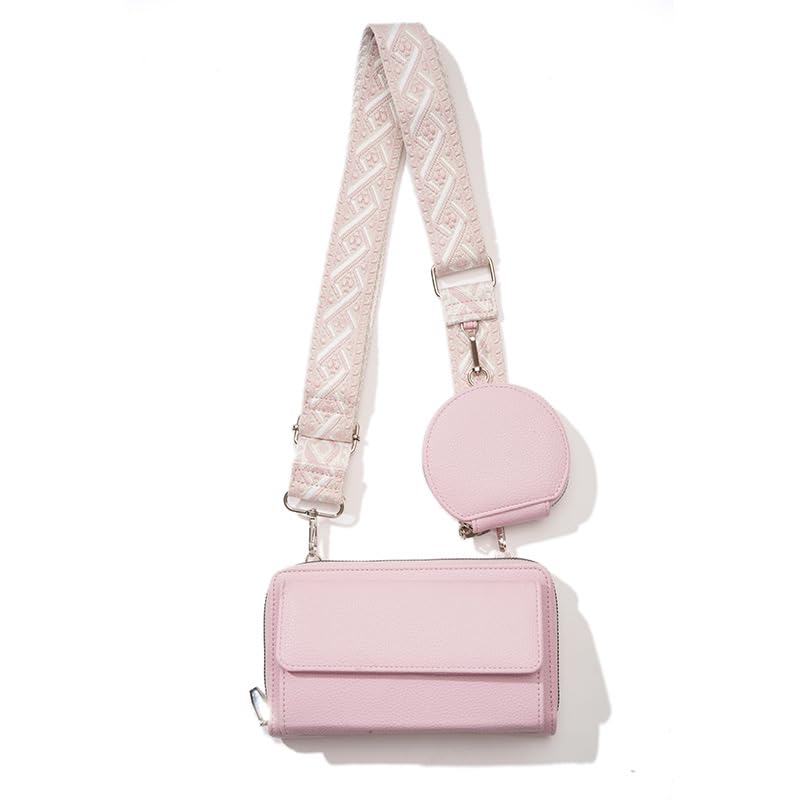 HASTHIP® Crossbody Bag with Purse Bags Small PU Phone Pouch Card Bag Print Nylon Webbing Shoulder Strap Design Compact Casual Phone Sling Shoulder Bags