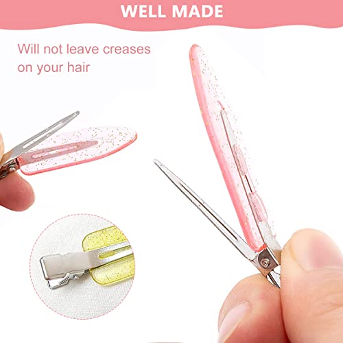 HASTHIP® 8pcs No Bend Hair Clips Crystal No Crease Bangs Alligator Hair Barrettes No Dent Duck Bill Hair Clips for Women Girls Makeup Salon Hairstyle Hairdressing