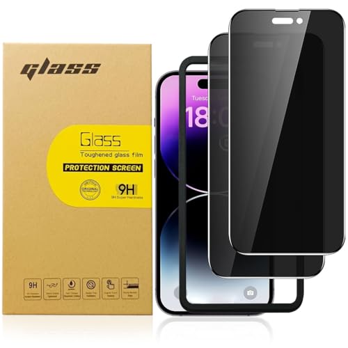 HASTHIP® 2 Packs Edge to Edge Privacy Screen Protector for iPhone 14 Pro Max 6.7'' HD Tempered Glass Screen Protector Anti-glare Screen Protector for iPhone 14 Pro Max