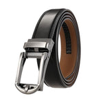 HASTHIP® Belts for Men Black Ratchet Leather Belt Auto-lock Sliding Buckle Formal Belts Casual Man Belt for 43-41in (110cm-130cm); Waist, Father's Day Gift-Black