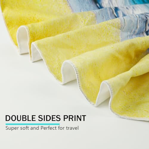 HASTHIP® Beach Wear for Women Men Quick Dry Fitness Beach Towel Blanket with Storage Mesh Bag Beach Print Sandproof Swimsuit Cover Up Beach Mat Lightweight Beach Outfits