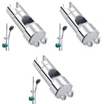 HASTHIP® Bathroom Shower Head Holder with Integrated Hooks Universal Slide Bar Bracket for 16-27mm Modern ABS Dual Hanging Hook Adjustable 3PCS