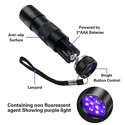 HASTHIP® UV Light Torch 12 LED UV Portable Flashlight Jade Appraisal Light Detector Lamp, Also Used for Leak, Pet Urine, Bed Bug, Scorpion, Hotel Inspection