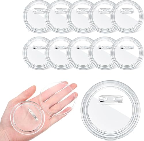 HASTHIP® 10 Pcs 3 Inch Clear Button Pins for Crafts DIY Photo Acrylic Blank Pins Bulk for Picture Make Your Own Buttons Badge Maker DIY Crafts Supplies