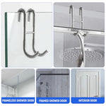 HASTHIP® 2Pcs Door Hooks Over-the-door Hanging Hook Stainless Steel Dual-hook Design Door Hooks Glass Door Hook Carbinet Door Hook Kitchen Bathroom Removable Hanging Hooks
