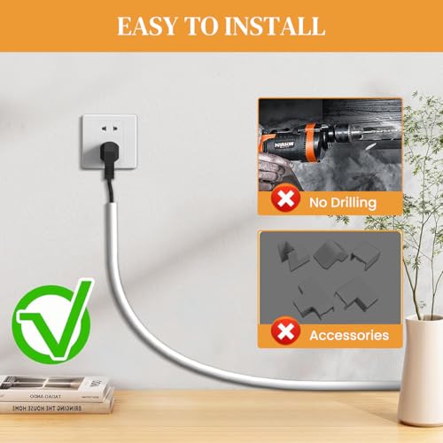HASTHIP® Cubierta de cable PVC 6,6 pies, autoadhesiva, para suelo, para ocultar cables
