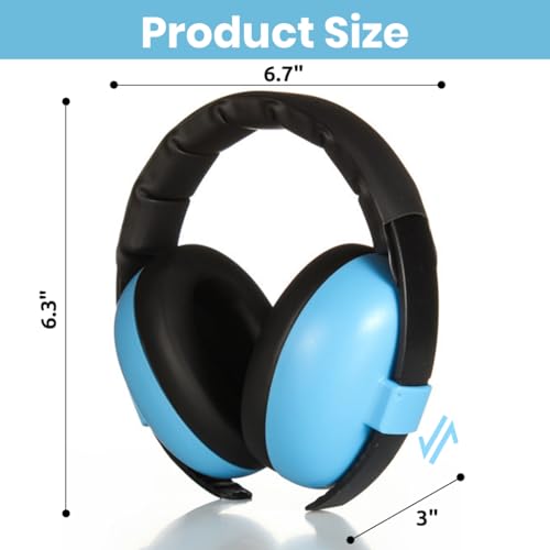 HASTHIP® Noise Cancellation Ear Muffs for Baby Use Noise-cancelling Ear Muffs for Baby Toddler Ear Muffs for Noise Reduction Baby Ear Muffs for 0-3 Years Old On Flight Sleep Travel (Blue)