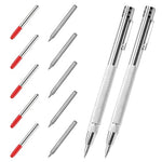 HASTHIP® 2Pcs Tungsten Scribers with 10 Interchangeable Tungsten Tips Anti-slip Pocket Tungsten Scriber with Strong Magnet Cap Multipurpose Tungsten Carbide Scribers for Glass/Ceramics/Metal Sheet