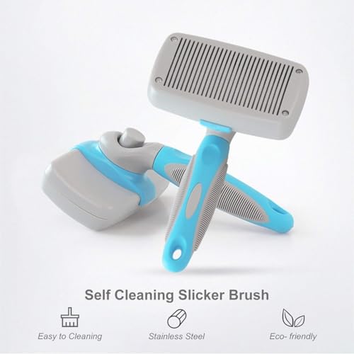 HASTHIP® Avaner Dog Slicker Brush,Self Cleaning Pet Grooming Brush for Shedding,Detangling & Massaging Cat & Dog for Long and Short Hair Gentle Dematting Comb Dogs Cats Rabbits