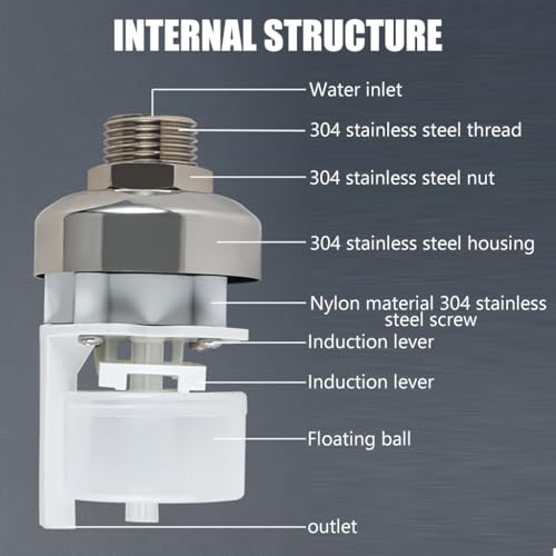 HASTHIP® 1/2 to 3/4 Inch Float Valve for Water Tank 304 Stainless Steel Fully Automatic Water Level Control Controller for Pool Livestock Troughs 3PCS