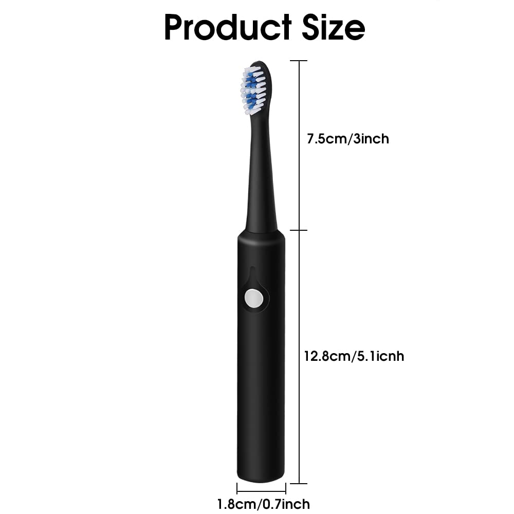 HASTHIP® Elephantboat Sonic Electric Tooth Brushes For Adult Battery Used For 50 Days Provided 40000 Strokes Per Minute, With 3 Replacement Brush Head,Black