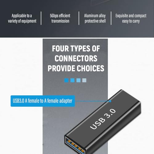 HASTHIP® USB 3.0 Adapter Kit (3-Pack),5Gbps Data Transfer,Type A Male to Female,Female to Male USB Coupler Converter Compatible with MacBook iPad Laptop Hubs Game