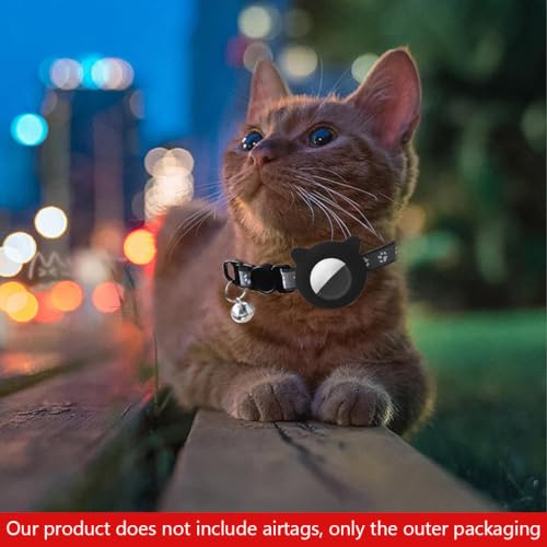 HASTHIP® Black Cat Collar, Cat Collar with Silicone Airtag