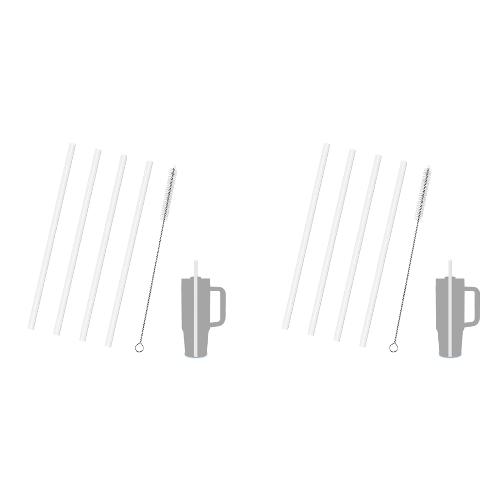 HASTHIP Reusable Food PE Straw Set for 40 oz Tumbler with Cleaning Brush | Frosted White