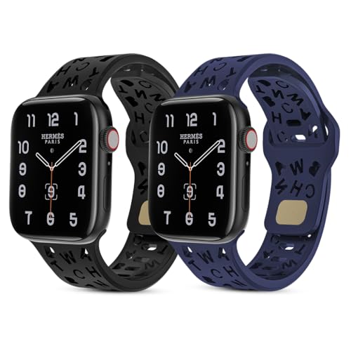 HASTHIP® 2 PCS Watch Band Compatible with Apple Watch Ultra 2/Ultra Band 42/44/45/49/46mm, Soft Silicone Replacement Bands for iWatch Series9 8 7 6 5 4 3 2 1 SE (Watch Not Included)