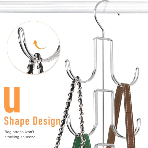 HASTHIP® 1Pcs Handbag Organzier Rack Multi Handbags Hanger Organzier for Closet Wardrobe Purse Handbag Hanger Organizer Metal Handbag Organzier Hanger for Bags, Hats