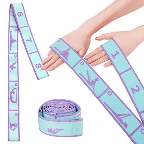 HASTHIP® Yoga Belt for All People, 8 Loops Stretching Strap with Printed Positions, Multi-Purpose Elastic Resistance Band for Yoga, 85*4 Cm, Fitness, Rehabilitation, Ankle Joint & Ligament Training