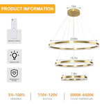 HASTHIP® Modern LED Chandelier for Living Room 55W Geometric Hanging Lamp Multi Ring Hanging Lamp with Remote Control Dimmable Ceiling Light for Living Room, Dining Room