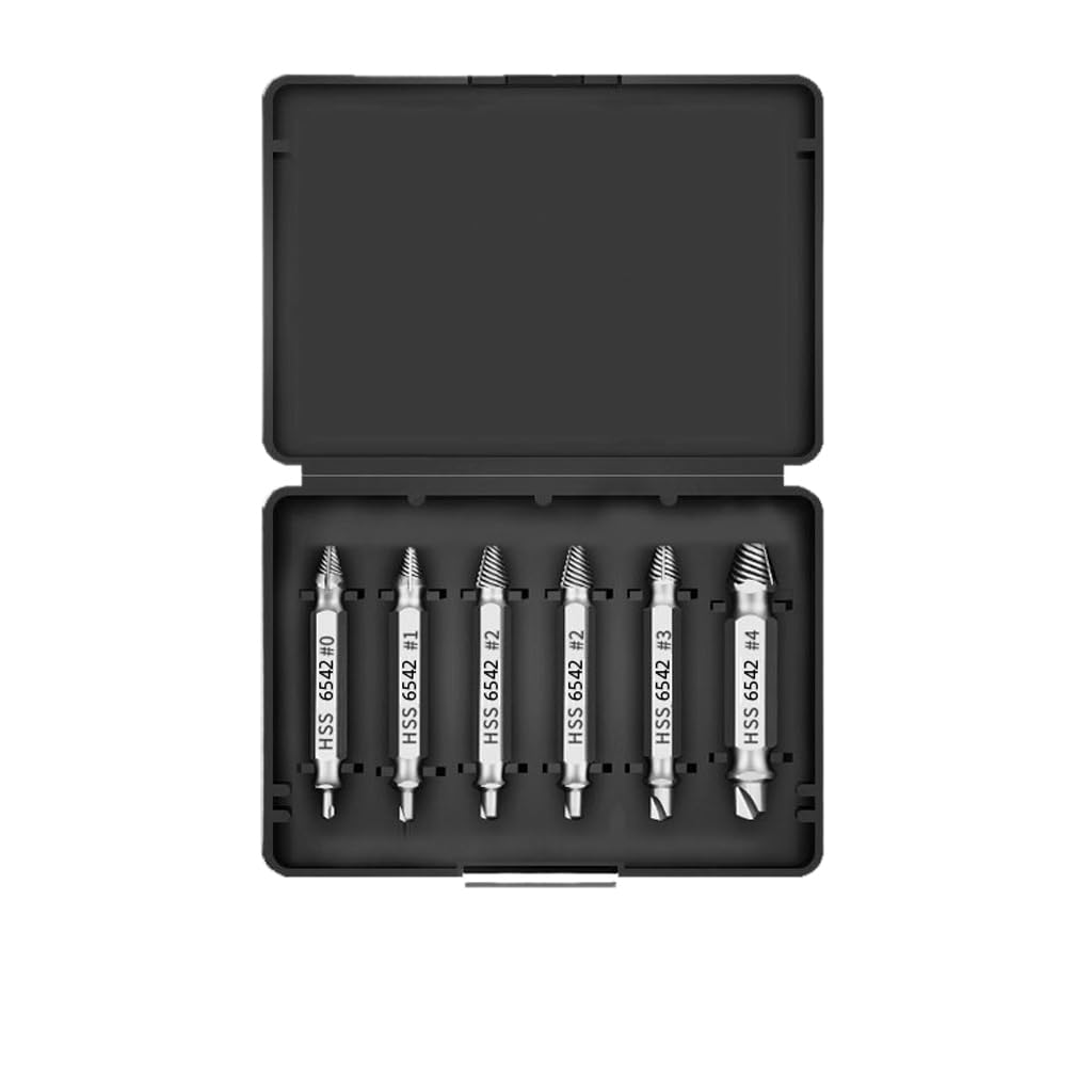HASTHIP® Juego de 6 Extractores de Tornillos Multifunción,Herramientas Acero Endurecido Doble Cabezal para Tornillos,Pernos y Tuercas Dañados con Estuche Compacto para Reparaciones