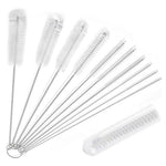 HASTHIP® Chucai Straw Cleaner Brush Set, 10 Pack Stainless Steel Bottle Cleaning Brushes with Nylon Bristles for Metal, Glass, Reusable Straws & Baby Bottles – Multi Size Tube Brushes for Cups, Sippy,