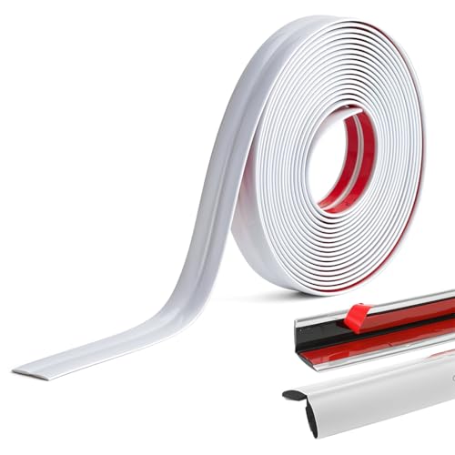 HASTHIP® 1 Rolls White Wall Molding Trim - Flexible PVC Corner Guards & Caulk Strip, Apply in Table Edge Door Frame Baseboard, 9.84ft x 0.78in