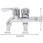 Silver 2 in 1 Brass Two Way Dual Tap for Washing Machine with Wall Flange,Chrome Plated Copper for Bathroom & Kitchen