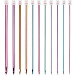 HASTHIP® 11PCS Long Crochet Hook Set, 2.0-8mm Aluminum Knitting Needles Set Crochet Hooks, Beginners Metal Multicolour Knitting Tools Set Knitting & Crochet Supplies for Beginners