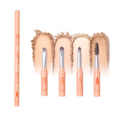 HASTHIP® BrandName 4 in 1 Makeup Brush Set, Mini Travel Makeup Brushes, Portable Stackable Eyebrow, Powder, Eyeshadow, Lip Brushes for Foundation, Blush, Concealer, Highlighter, Compact Multi-Function