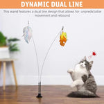 HASTHIP® Cat Feather Toy with Suction Cup Base, Dual-Wire Wand Interactive Teaser with Colorful Feathers for Indoor Cats Play and Exercise