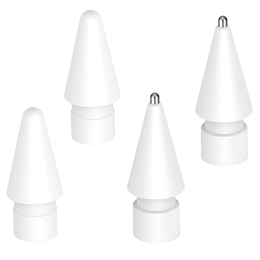 HASTHIP® 2 Pack High Sensitivity Plastic & Metal Wear-Resistant Replacement Nibs for Apple Pencil 1 & 2, Enhance Painting with Precision & Smooth Strokes, White