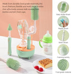 HASTHIP® 4pcs Silicone Baby Bottle Brush Set with Stand,Rotatable Cleaning Brush,Straw Soother Multipurpose Dishwasher Safe Bottle Cleaner for Cups Mugs Glassware