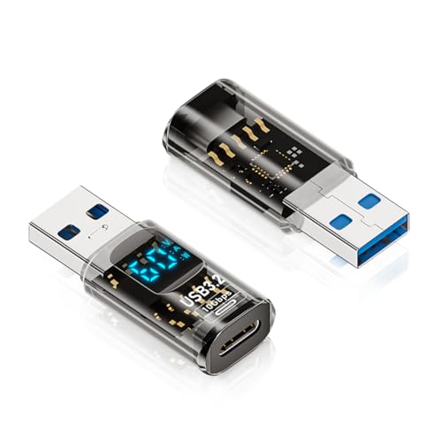 HASTHIP® PD 60W USB C to USB Adapter with LED Display,Type C Female to A Male Connector,10Gbps 3.2 Gen2 OTG Data Transfer Compatible with iPhone 16/15 Pro Max MacBook iPad Air Galaxy