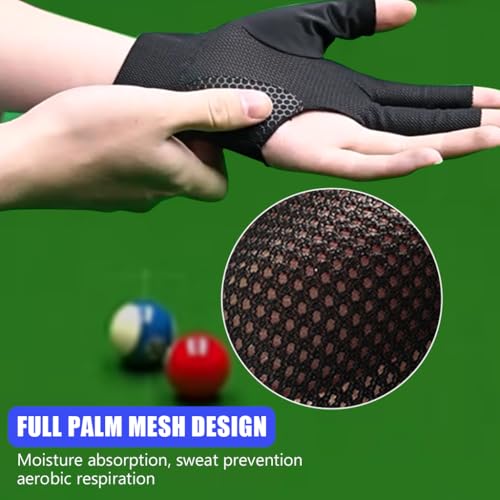 HASTHIP® 1Pcs Snooker Pool Billiard Glove, Left Hand Billiard Glove, Single Hand Professional Snooker Glove, Breathable Snooker Glove, 3 Fingers Anti-Slip Patch Design with Adjustable Wrist Strap