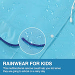 HASTHIP® Raincoat for Kids Boys Girls with Hood, Polyester Rain Ponchos with Pockets, Bright Color Cute Raincoat for 3-7 Years Old Kids