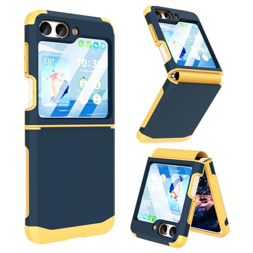 HASTHIP® Phone Case for Samsung Galaxy Z Flip 6 TPU Phone Case with 3.4 inches External Screen Cover Fashion Constrast Color TPU One-piece Hinged Phone Case for Samsung Galaxy Z Flip 6