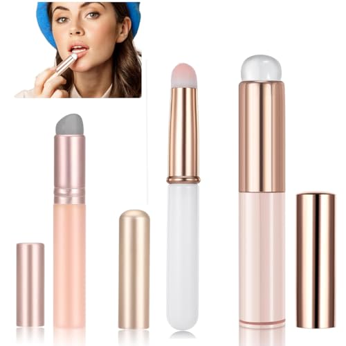HASTHIP® Silique Silicone Lip Brush Set 3pcs, Reusable Makeup Applicator for Lipstick, Lip Gloss, Balm, Mask, Concealer, Eyeshadow, Multi-Use Beauty Cosmetic Tool