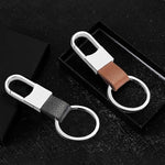 HASTHIP® 2Pcs Leather Car Keychain, Men's and Women's Keys with Gift Box, Genuine Leather Keychain with Key Ring and Belt Buckle, Gifts for Men and Women