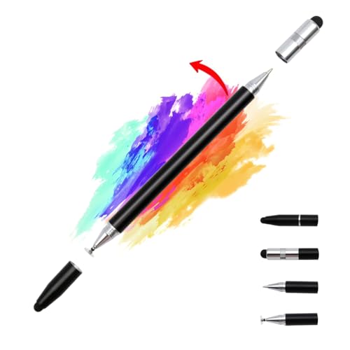 HASTHIP® 4-in-1 High Precision Universal Capacitive Stylus Pen for Touch Screens | Lightweight Aluminum Body | 4 Tips | 2 Size Rubber Tips, Disc Tip, Fine Point | Compatible for iOS, Android & Windows
