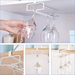 HASTHIP® 2 Pack Wine Glass Rack Cup Upside Down Hanging Holder Organizer Hangers for Overhead Cabinet Wall Mounted Stemware Holder for Bar 2 PCS