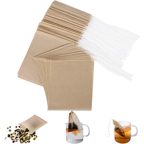 HASTHIP® Disposable Tea Filter Bags for Loose Tea Unbleached Wood Pulp Filter Bags Drawstring Leaking Proof Design Travel Portable Tea Filter Bags for Water Bottle, Pot, Cups, Mug, Pack of 100