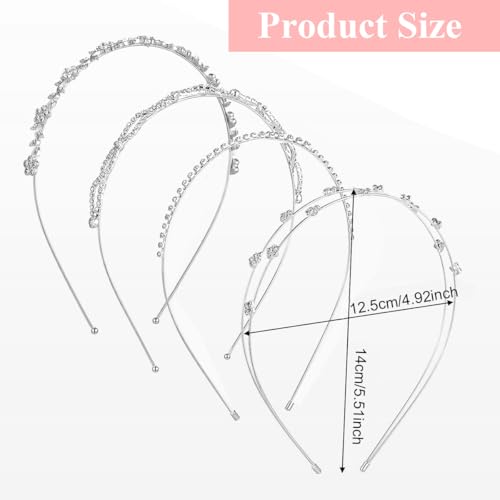 HASTHIP® SANNIDHI 4Pcs Diademas Metálicas Onduladas para Mujeres y Hombres, Diadema Primavera Negra con Diseño Geométrico, Antideslizante, Ligera, Accesorios elegantes para Cabello Liso, Ondulado o