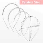 HASTHIP® SANNIDHI 4Pcs Diademas Metálicas Onduladas para Mujeres y Hombres, Diadema Primavera Negra con Diseño Geométrico, Antideslizante, Ligera, Accesorios elegantes para Cabello Liso, Ondulado o