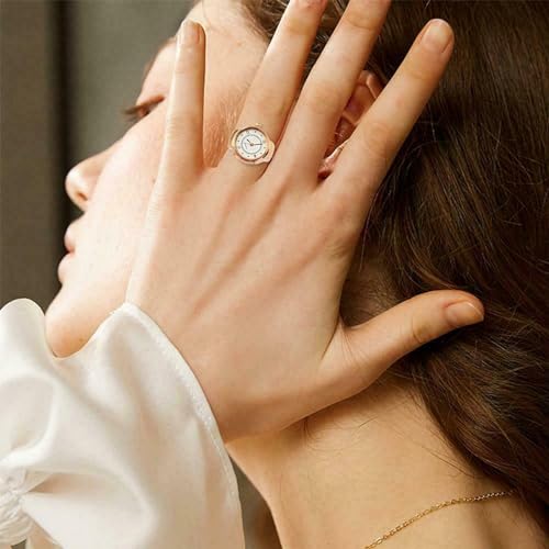 HASTHIP® Ring Watch for Women Stylish Mini Finger Watch for Women Stretchy Band Deluxe Watch Ring with Gift Box Jewellery Accessories Gift for Women, Girls, Wife, Girlfriend - Rose Golden